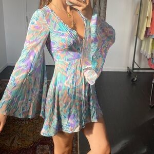 Gorgeous Guess by Marciano pastel mini dress with bell sleeves